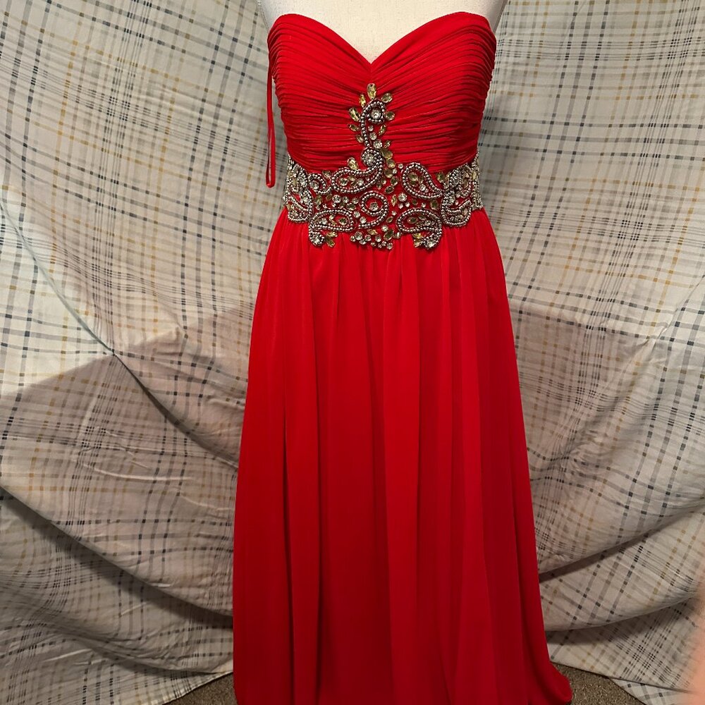 Strapless Red Prom Dress